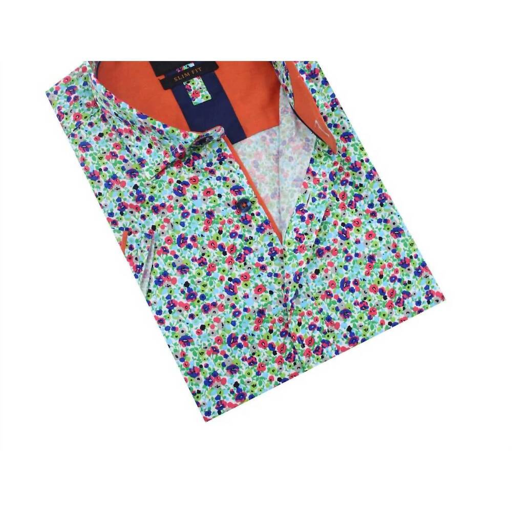 NEW EIGHT X men's spring melody floral short sleeve shirt in green